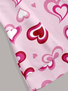 PopScrub Fun Heart Pink Double Layer Heart Women's Scrub Uniform Top - Multicolor - View 4