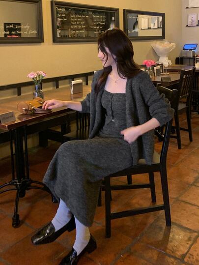 DAZY Setelan 2 Potong Sweater Lengan Panjang Gaya Korea untuk Wanita