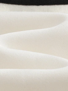 Cozy Pixies 嬰兒新生兒熊圖案對比色 Polo 領長袖運動衫與長褲套裝，秋冬款 - 黑色 - 查看 3