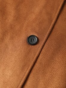 GlowEve CURVE Women's Plus Size Brown Shearling Jacket With Buttons, Fashion Style Winter Thanksgiving Holiday Going Out Casual Baggy - Brown - View 5