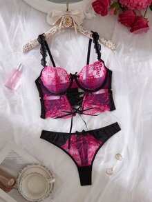 SHEIN Sexy Sheer Embroidered 2-Piece Set - Multicolor - View 3