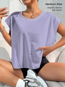 SHEIN Rhythm Era 女款大尺碼無袖落肩露背背心，適合瑜伽、戶外、健身房與健身運動 - 紫色 - 查看 4