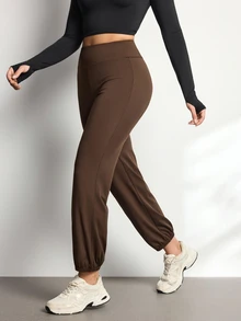 Easithlete Easithlete Women's Solid Color Casual Daily Wear Sports Leggings - Brown - View 1