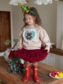 DAZY Infant/Toddler (Girl) Round Neck Cartoon Casual Long Sleeve Autumn/Winter Sweater - Apricot - View 5