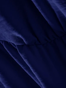 CosyJoli 大尺碼女款 V 領對比蕾絲後綁帶長袖寬鬆襯衫 秋季早午餐約會之夜 巧克力棕色 優雅 80 年代秋季風 - 藏蓝色 - 查看 4