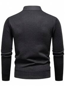 Manfinity Homme Men's 2 In 1 Knit Sweater, Patchwork Design, Autumn/Winter - Dark Grey - View 2