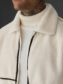 Manfinity CasualCool Men's Long Sleeve Zip-Up Casual Jacket - Beige - View 3
