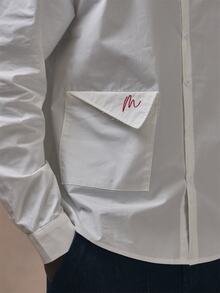 Musero Oversized Shirt With Pocket Detail Contrast Embroidery On Pocket Autum Winter Essentials - White - View 5