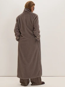 MUSEYN Grey Faux Fur Maxi Coat Versatile Outerwear Everyday Casual Chic New Season Fall - Dark Grey - View 3