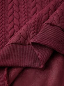 Manfinity CasualCool Men's Textured Stand Collar Long Sleeve Casual Pullover Sweatshirt - Burgundy - View 7