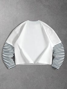BATMAN X SHEIN Manfinity EMRG 男士休閒日常穿著，外出必備，INS風格，年輕街頭風，寬鬆學院風，2合1 T恤 - 彩色 - 查看 4