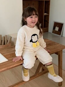 DAZY Infant Girl Round Neck Cartoon Long Sleeve Fleece-Like Autumn/Winter Bodysuit - Beige - View 10