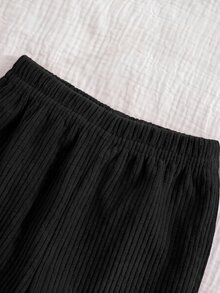 Cozy Pixies 嬰兒新生兒熊圖案對比色 Polo 領長袖運動衫與長褲套裝，秋冬款 - 黑色 - 查看 7