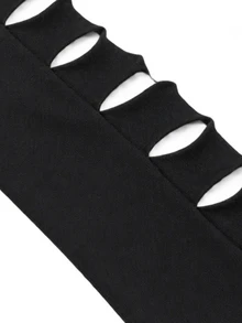EMERY ROSE Women's Designer Cut-Out Waist T-Shirt - Black - View 6