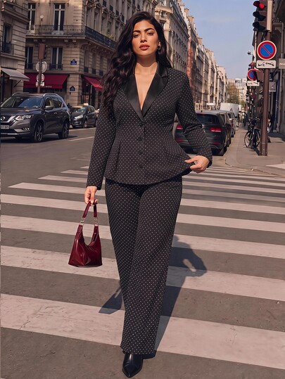 Juhart Spring/Autumn Old Money Plaid Brown Vintage Elegant Lady Commute Casual Outdoor Multi-Occasion Plus Size Blazer Jacket