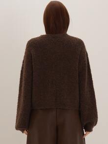 MUSEYN Brown Knit Knot Fasten Detail Sweater Versatile Everyday Casual New Season Fall - Coffee Brown - View 4