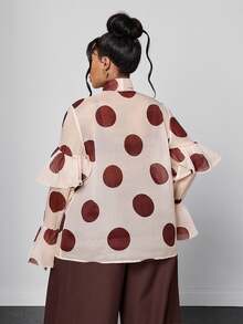 Maweii Plus Size Women Polka Dot Casual Versatile Everyday Outing Shirt - Multicolor - View 6
