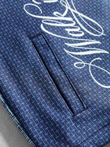 ROMWE MEN Men's Autumn/Winter Patchwork Streetwear College Style Hot-Selling Shirt - Blue - View 6