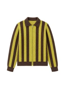 Nöista Women's Striped Colorblock Casual Daily Cardigan - Coffee Brown - View 8