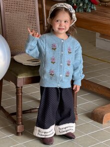 DAZY Infant/Toddler (Girl) Autumn/Winter Korean Style Loose Denim Long Pants - Black - View 4