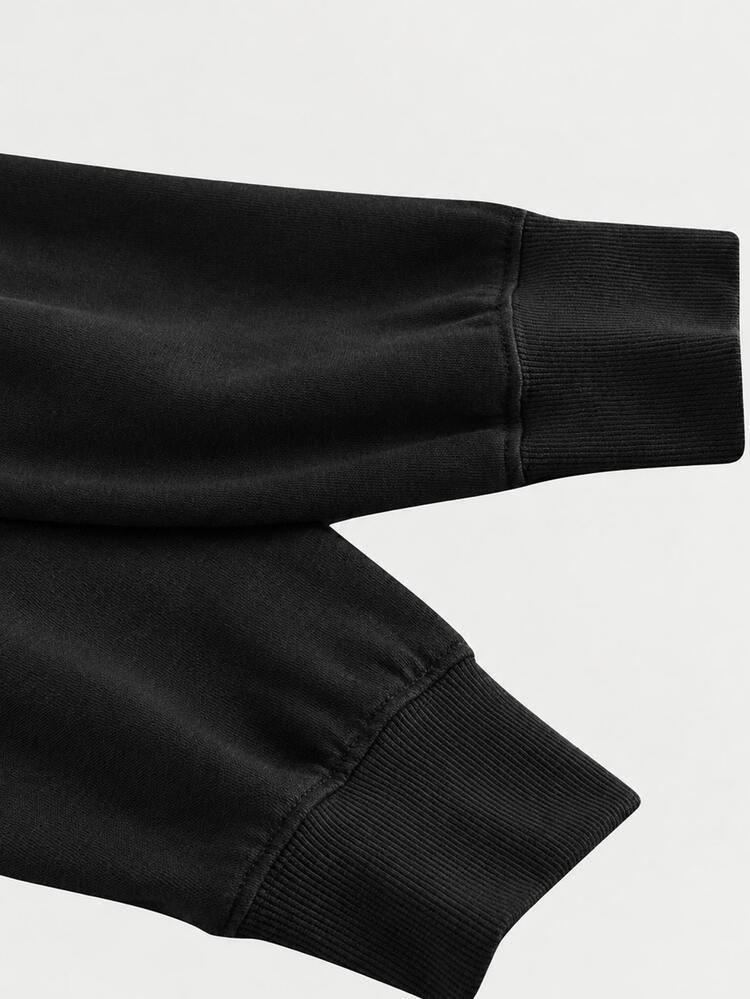 SHEIN MOD Women's Casual Sweatshirt, Colorblock Sweatshirt, Asymmetrical Women's Sweatshirt Thick Material, Thickened Sweatshirt Suitable For Autumn/Winter - Black - View 5