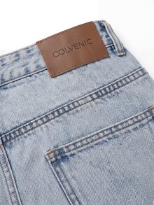 Colvenic 男士休閒百搭牛仔寬腿長褲，附口袋 - 淺色水洗藍 - 查看 8