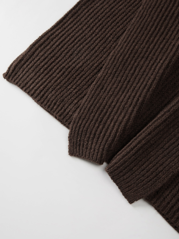 SHEIN Áo cardigan cổ thác đổ vai trễ - Màu nâu Sô-cô-la - Xem 3