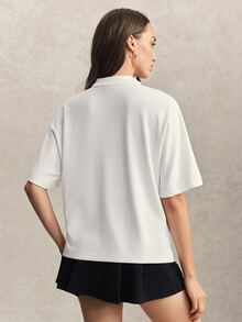 Activina Women's Solid Color Casual Versatile Daily Wear Sports Polo Shirt - White - View 2