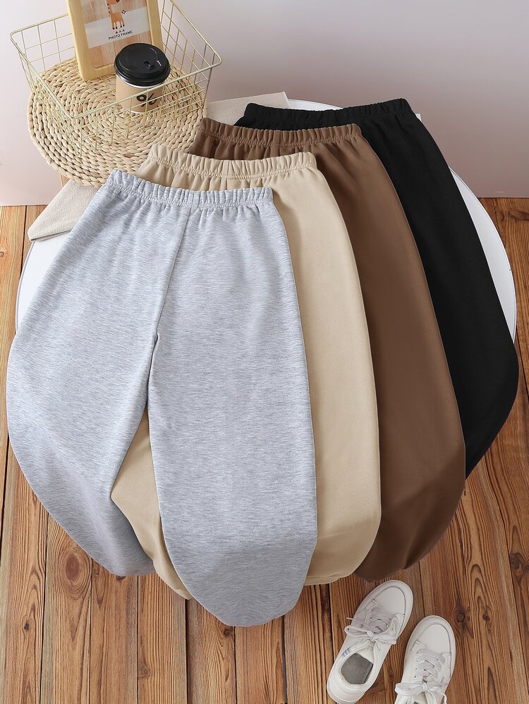 SHEIN 4pcs Kids Tween Boys Casual Multi-Function Sports Pants, Brown, Gray, Apricot, Black, Suitable For Commuting, School, Daily Casual Wear, Sports, Autumn/Winter - Multicolor - View 2