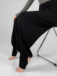 DAZY Women's Solid Color Casual Versatile Daily Travel Sports Long Pants - Black - View 6