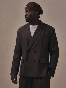 Musero Oversized Double Breatsed Blazer With Side Vents Chest Pocket Co Ord Blazer Only Autum Winter Essentials - Black - View 1