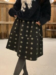 DAZY Women's All-Over Print Casual Versatile Daily Wear Skirt - Black - View 8