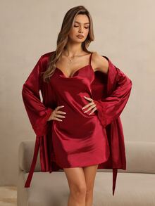 HautHeat Women Pajama Sets - Burgundy - View 4
