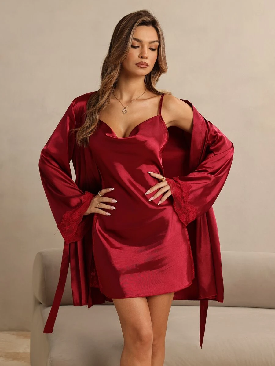 HautHeat Women Pajama Sets - Burgundy - View 1