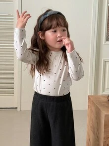 DAZY Baby Girl Polka Dot Casual Versatile Daily Outing Long Sleeve Top - Light Grey - View 6
