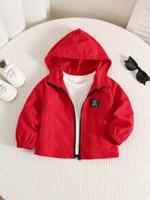 SHEIN 男女嬰兒/男嬰 春夏秋薄款連帽冬外套、夾克、防曬外套、連帽衛衣、男嬰服飾、柔軟舒適 - 黑色 - 查看 1