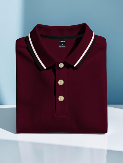 Calvornis Camisa polo de manga corta a rayas casual para ir al trabajo, formal para hombres