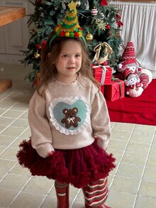 DAZY Infant/Toddler (Girl) Round Neck Cartoon Casual Long Sleeve Autumn/Winter Sweater - Apricot - View 4
