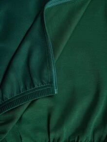 SHEIN Sports 女款長袖拉鍊休閒短版連帽衛衣 - 墨綠色 - 查看 5