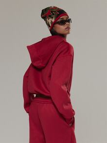 Musera Sport Sweatshirt Hoodie Oversized dengan Logo Grafis di Bagian Depan dan Lis Kontras, Cocok untuk Aktivitas Luar Ruangan, Olahraga, dan Gym, Terra Peak. - Merah - View 5