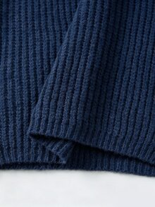 SHEIN Waterfall Collar Drop Shoulder Cardigan - Navy Blue - View 6