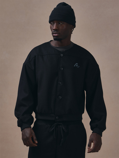 Baseball Inspired Tailored Jacket Crop Fit "MUSERO" Chest Embroidery Co Ord Jacket Only Autum Winter Essentials