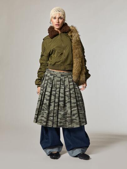 COUREZ Bomberjack met imitatiebontkraag/ Y2K jassen voor dames jassen voor dames winter herfststijl herfstkleding voor dames herfstoutfits dames