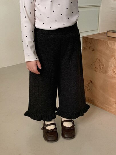 DAZY Infant/Toddler (Girl) Loose Korean Style Ruffle Hem Solid Color Bottoms