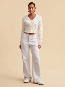 Travachic Women's Long Sleeve Single-Breasted Fashion Elegant Romantic Cardigan , White,Versatile Outerwear, Suitable For Commuting, Daily, Casual, Outing - Blue - View 4