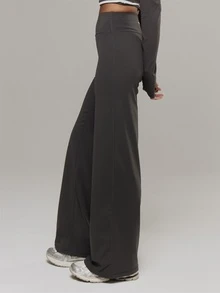 Musera Sport High Rise Wide Leg Seamless Style Coord Trouser Active Outdoors Workout Gym Terra Peak - Black - View 3