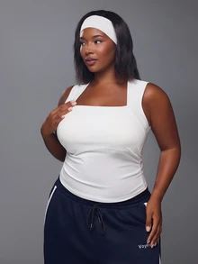 Voyena Women's Plus Size Solid Color Minimalist Sports T-Shirt For Yoga - White - View 4