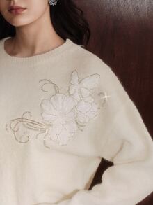 Anewsta 2026 New Design Heavy-Duty 3D Floral Elegant Sweater - Apricot - View 2