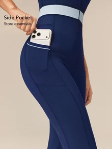 OutZeal One-Piece Women Outdoor Jumpsuit Casual Studio Bra-In Front Half Zip Flared Leg With Pockets - Navy Blue - View 4