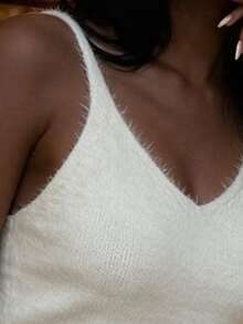 Flora Isola Flora Isola Elegant V-Neck Sleeveless Design Women's Sweater Dress - Apricot - View 4
